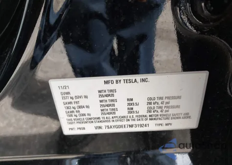 2022 Tesla Model Y Long Range Dual Motor All-Wheel Drive from USA, damaged, VIN 7SAYGDEE7NF319241